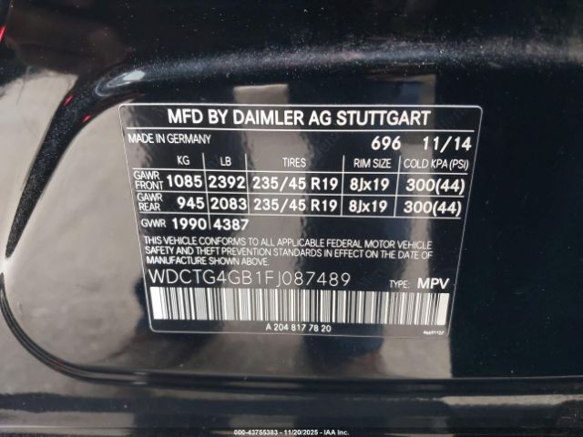 2015 MERCEDES-BENZ GLA 250 WDCTG4GB1FJ087489 Photo 8