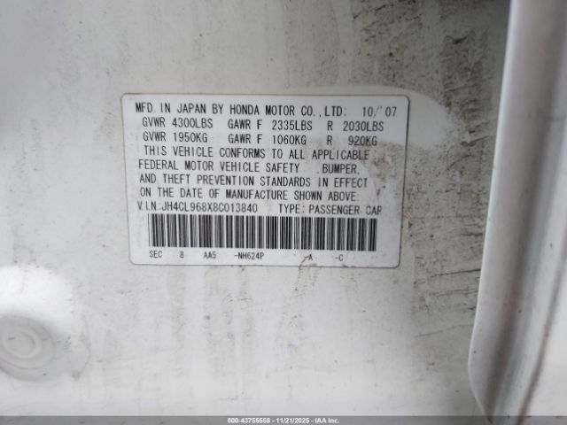 2008 ACURA TSX JH4CL968X8C013840 Photo 8