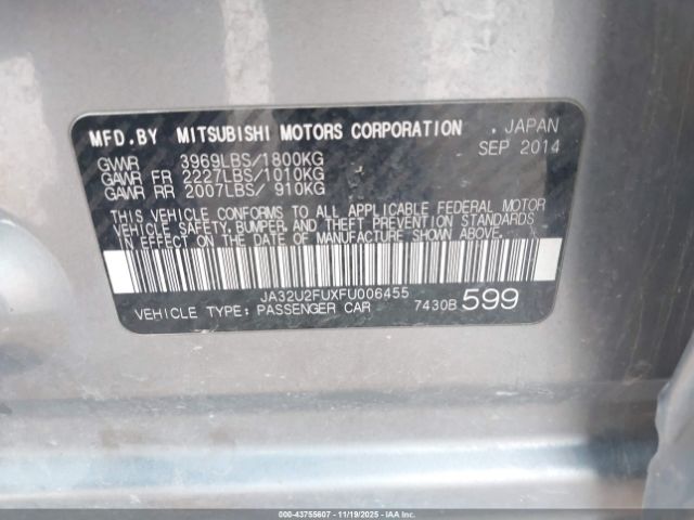 2015 MITSUBISHI LANCER JA32U2FUXFU006455 Photo 8