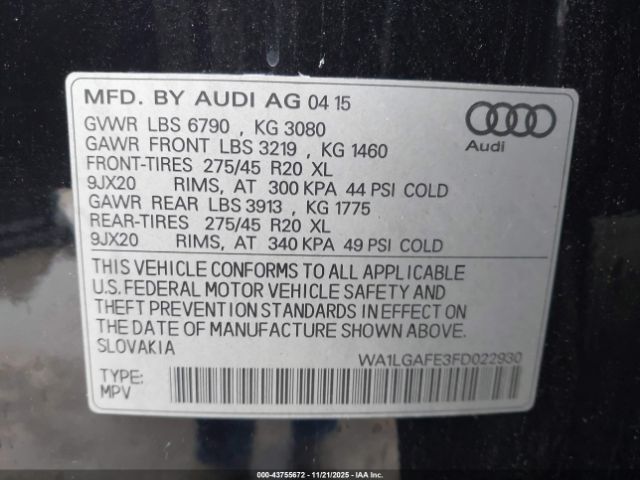 2015 AUDI Q7 WA1LGAFE3FD022930 Photo 8