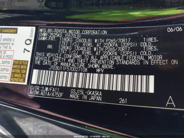 2007 TOYOTA FJ CRUISER JTEBU11F570027108 Photo 8