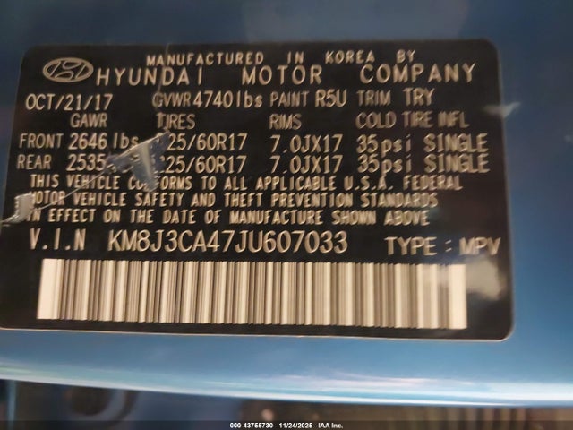 2018 HYUNDAI TUCSON KM8J3CA47JU607033 Photo 8
