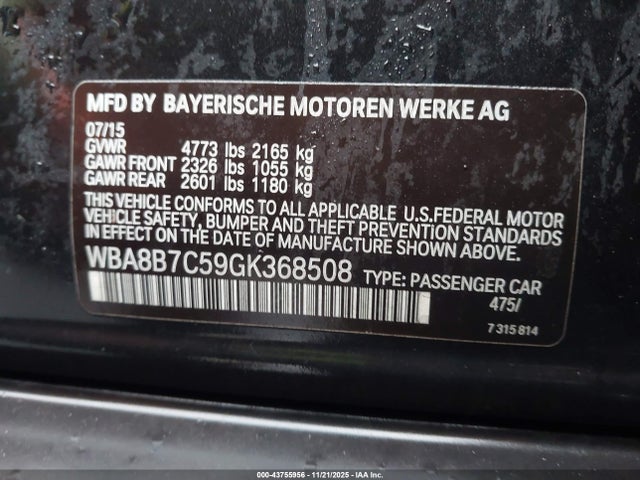 Aukcja sprzedaży 2016 Bmw 340i Xdrive, vin: WBA8B7C59GK368508, numer aukcji: 43755956