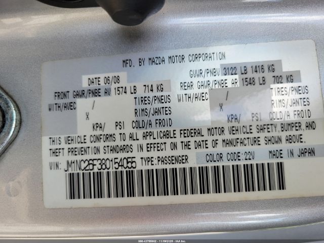 2008 MAZDA MX-5 JM1NC26F380154055 Photo 8