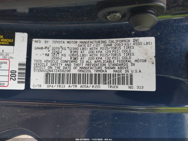 2007 TOYOTA TACOMA 5TENX22N47Z458298 Photo 8