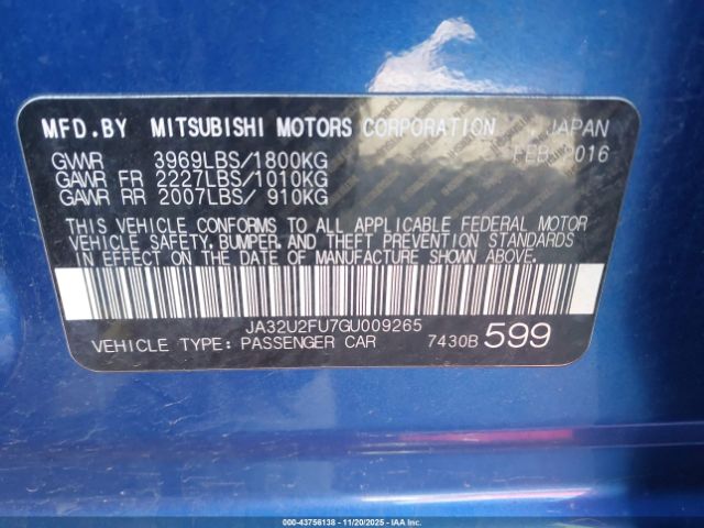 2016 MITSUBISHI LANCER JA32U2FU7GU009265 Photo 8