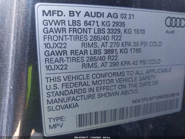 2021 AUDI Q8 WA1FVAF10MD026916 Photo 8