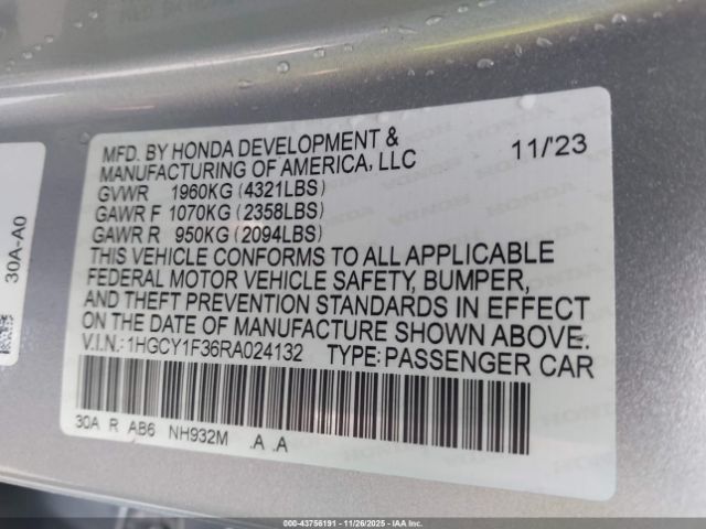 2024 HONDA ACCORD 1HGCY1F36RA024132 Photo 8