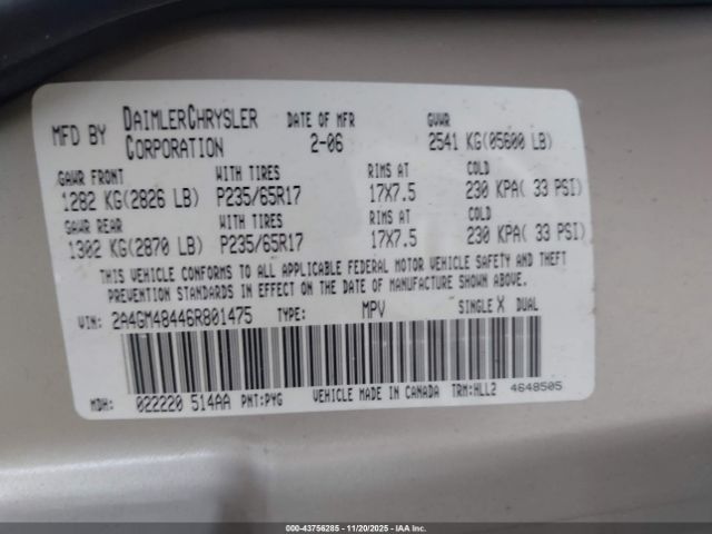 2006 CHRYSLER PACIFICA 2A4GM48446R801475 Photo 8