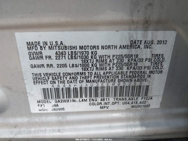 2014 MITSUBISHI OUTLANDER SPORT 4A4AP3AU3EE005263 Photo 8