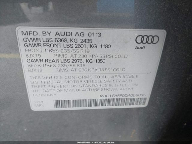 2013 AUDI Q5 WA1LFAFP0DA056035 Photo 8