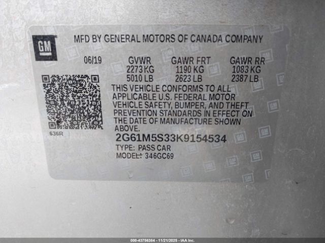2019 CADILLAC XTS 2G61M5S33K9154534 Photo 8