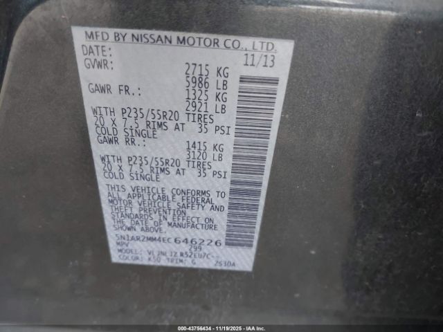 2014 NISSAN PATHFINDER 5N1AR2MM4EC646226 Photo 8