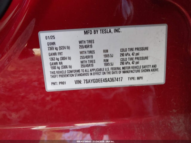 2025 TESLA MODEL Y 7SAYGDEE4SA367417 Photo 8