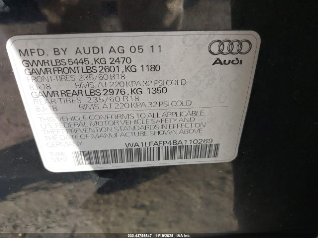2011 AUDI Q5 WA1LFAFP4BA110269 Photo 8