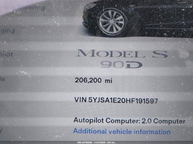 2017 TESLA MODEL S 5YJSA1E20HF191597 Photo 6