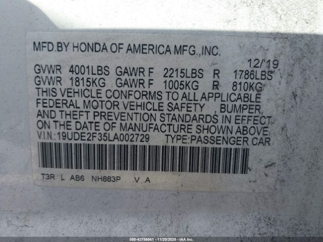 2020 ACURA ILX 19UDE2F35LA002729 Photo 8
