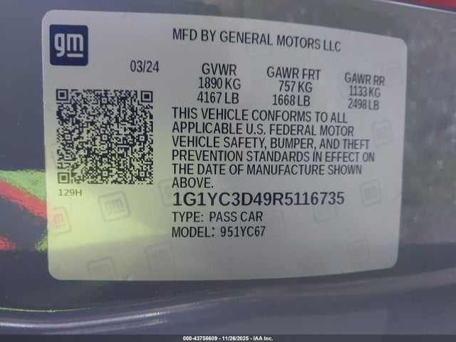 2024 CHEVROLET CORVETTE STINGRAY 1G1YC3D49R5116735 Photo 8