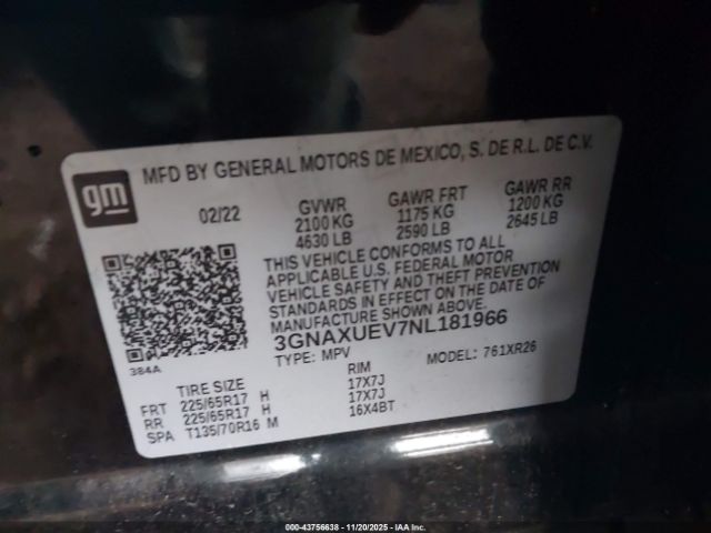 2022 CHEVROLET EQUINOX 3GNAXUEV7NL181966 Photo 8