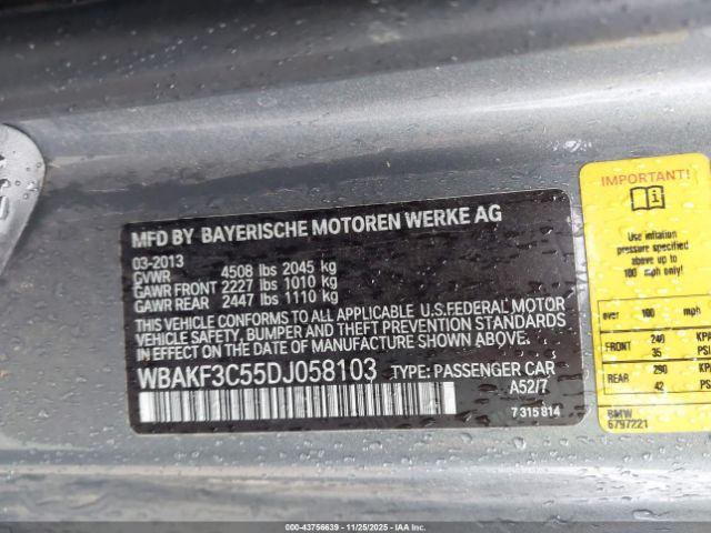 2013 BMW 328I WBAKF3C55DJ058103 Photo 8