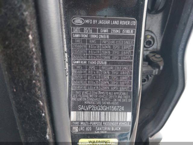 2016 LAND ROVER RANGE ROVER EVOQUE SALVP2BG3GH156724 Photo 8