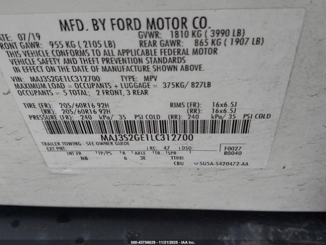 2020 FORD ECOSPORT MAJ3S2GE1LC312700 Photo 8