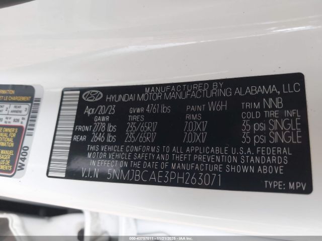 2023 HYUNDAI TUCSON 5NMJBCAE3PH263071 Photo 8