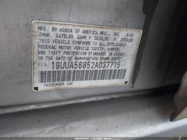 2002 ACURA TL 19UUA56852A037715 Photo 8
