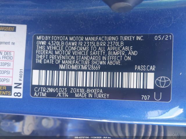 2021 TOYOTA C-HR NMTKHMBX1MR128669 Photo 8