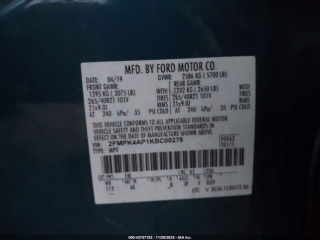 2019 FORD EDGE 2FMPK4AP1KBC00278 Photo 8