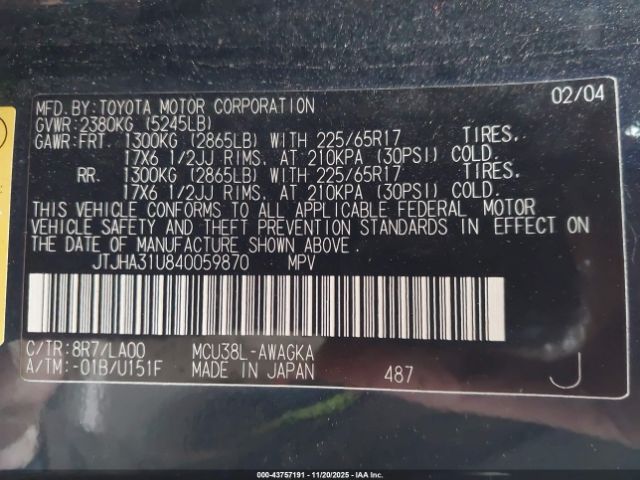 2004 LEXUS RX 330 JTJHA31U840059870 Photo 8