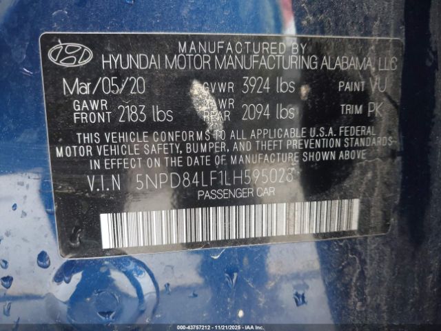 2020 HYUNDAI ELANTRA 5NPD84LF1LH595028 Photo 8