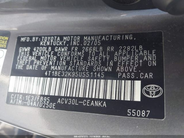 2005 TOYOTA CAMRY 4T1BE32K95U551145 Photo 8