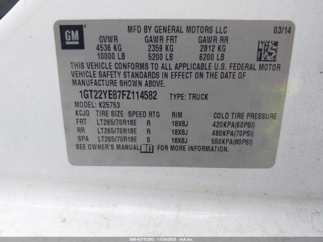 2015 GMC SIERRA 2500HD 1GT22YE87FZ114582 Photo 8