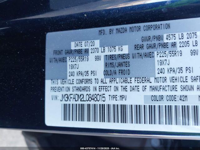 2020 MAZDA CX-5 JM3KFADM2L0848015 Photo 8