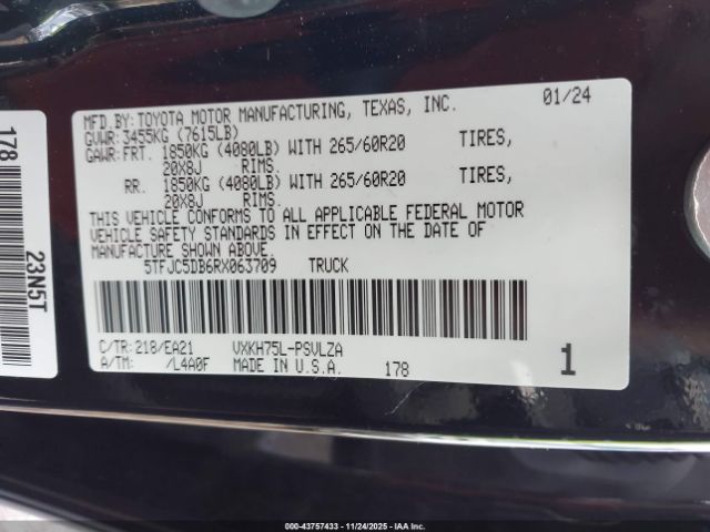 2024 TOYOTA TUNDRA HYBRID 5TFJC5DB6RX063709 Photo 8