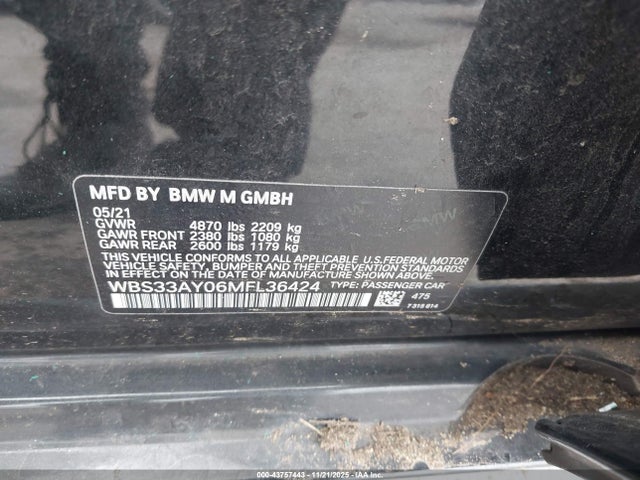 2021 BMW M3 WBS33AY06MFL36424 Photo 8