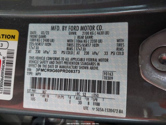 2023 FORD BRONCO SPORT 3FMCR9G60PRD08373 Photo 8