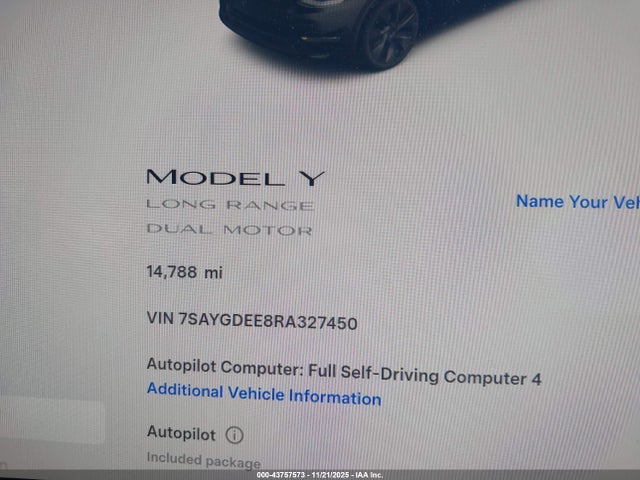 2024 TESLA MODEL Y 7SAYGDEE8RA327450 Photo 6