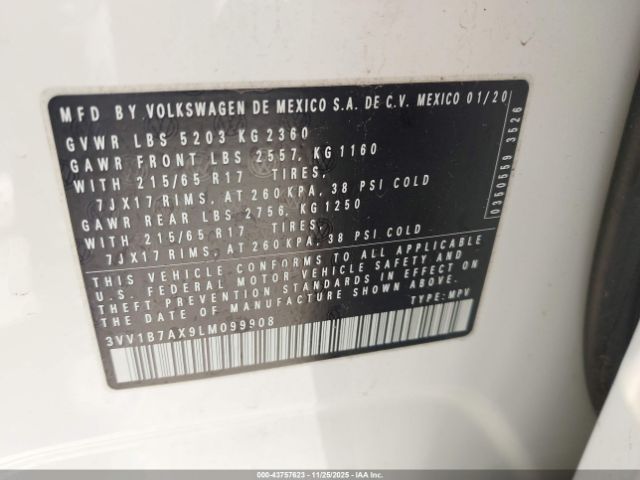 2020 VOLKSWAGEN TIGUAN 3VV1B7AX9LM099908 Photo 8