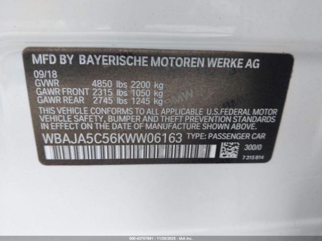 2019 BMW 530I WBAJA5C56KWW06163 Photo 8
