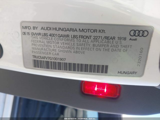 2016 AUDI TT TRUC5AFV7G1001907 Photo 8