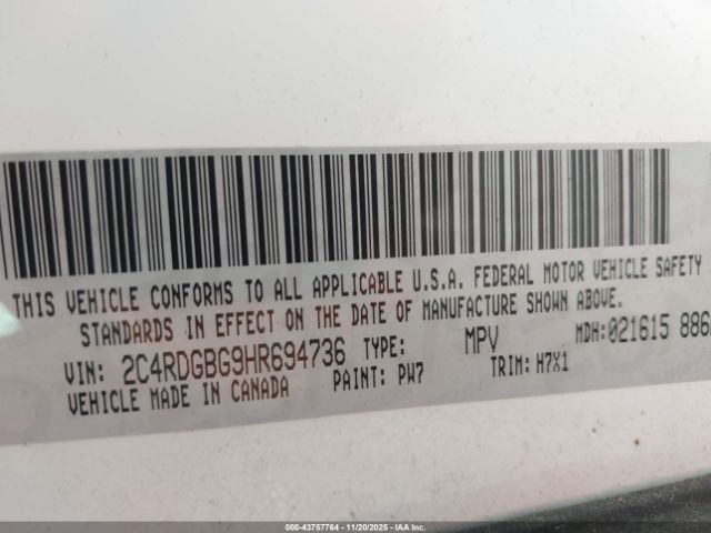 2017 DODGE GRAND CARAVAN 2C4RDGBG9HR694736 Photo 8