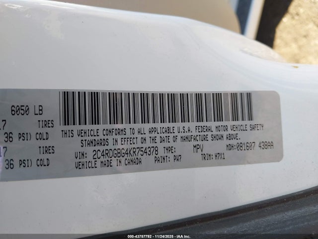 Dodge Grand Caravan Se 2019 2C4RDGBG4KR754378 Image 9