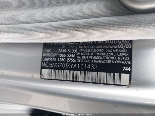 2000 MERCEDES-BENZ S 430 WDBNG70JXYA121433 Photo 8