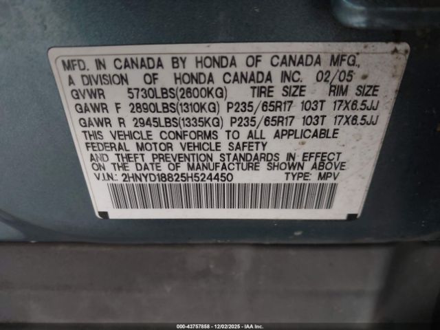 2005 ACURA MDX 2HNYD18825H524450 Photo 8