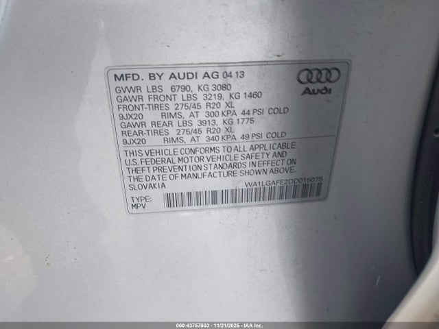 2013 AUDI Q7 WA1LGAFE2DD015075 Photo 8