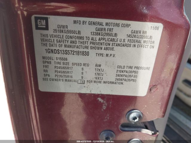 2007 CHEVROLET TRAILBLAZER 1GNDS13S572181830 Photo 8