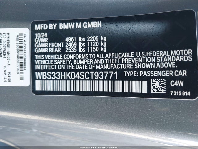 2025 BMW M4 WBS33HK04SCT93771 Photo 8