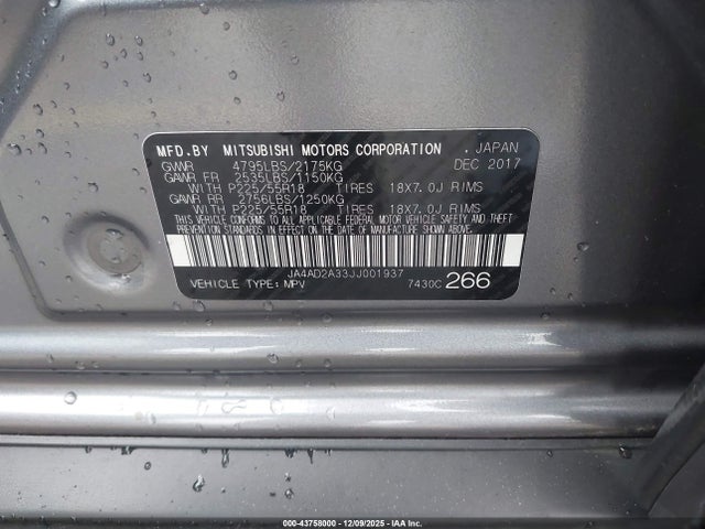 2018 MITSUBISHI OUTLANDER JA4AD2A33JJ001937 Photo 8